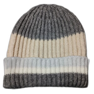 OLD NAVY:  Grey/White/Beige Striped Knitted Beanie, One Size